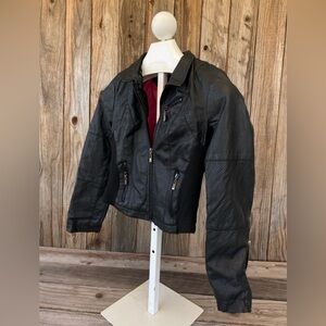 Therapy by Lane Crawford Black and Red Faux Leather Jacket